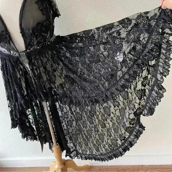 Eva Lady Women's Gothic Punk Lace Over High Low Dress Intimates $120 Size L NWOT - Picture 9 of 13